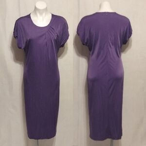 BOSS Hugo Boss Purple Soft Stretch Midi Dress XL Quiet Luxury Minimalist Chic